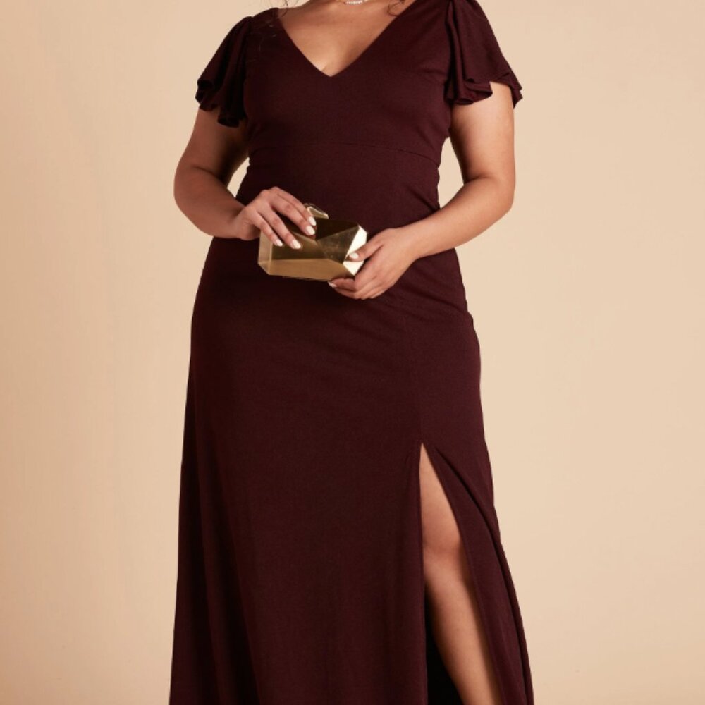Birdy Grey Burgandy Crepe Hannah Empire Bridesmaid Dress